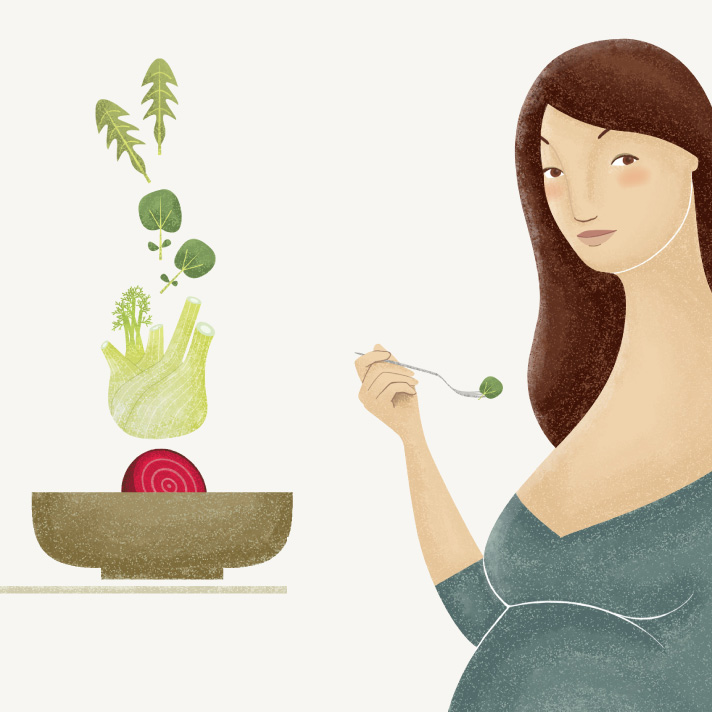 ilustración platónika de embarazada saludable